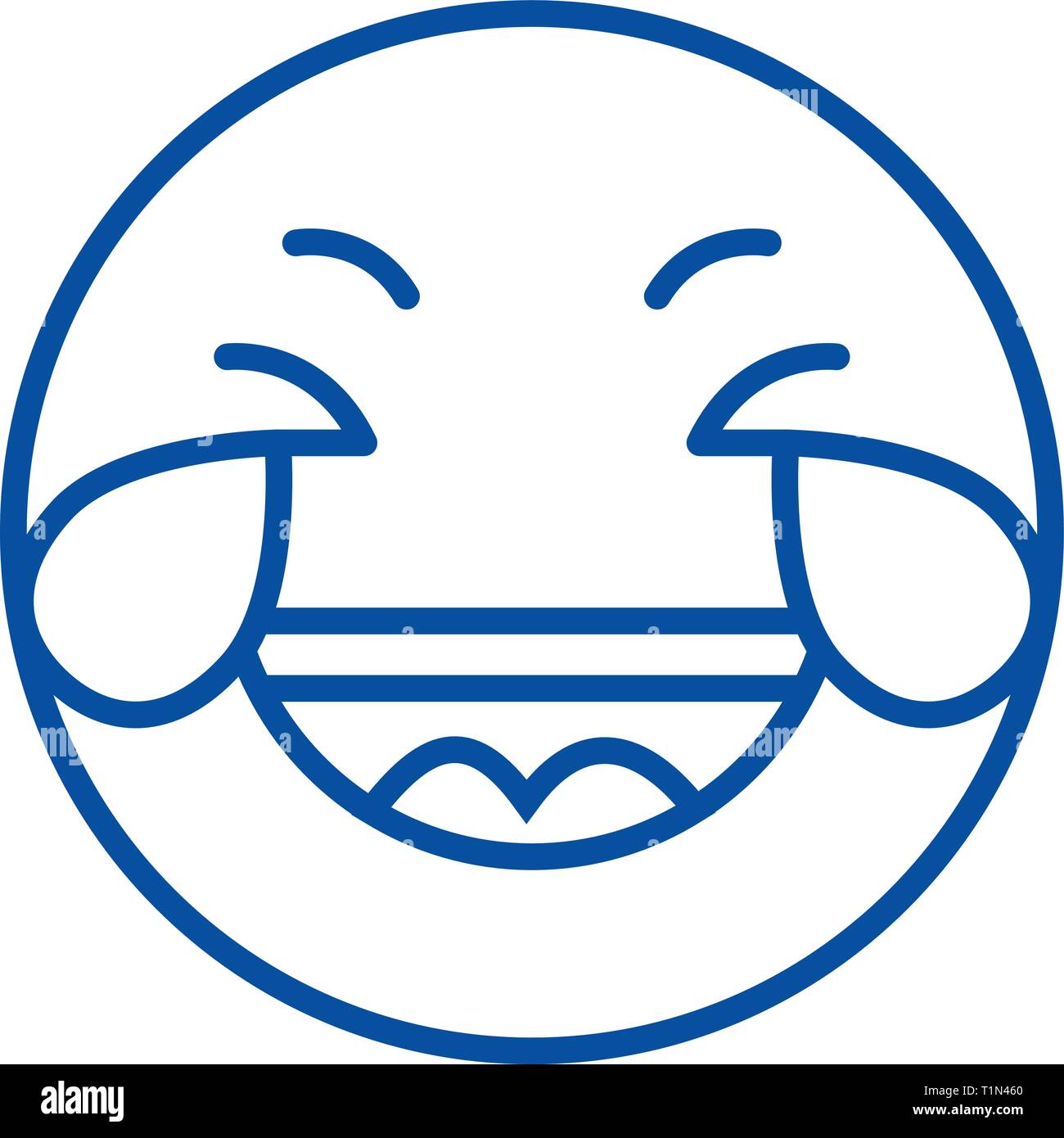 Grinning emoji wit h face line icon concept. Grinning emoji wit h face flat  vector symbol, sign, outline illustration. Stock Vector