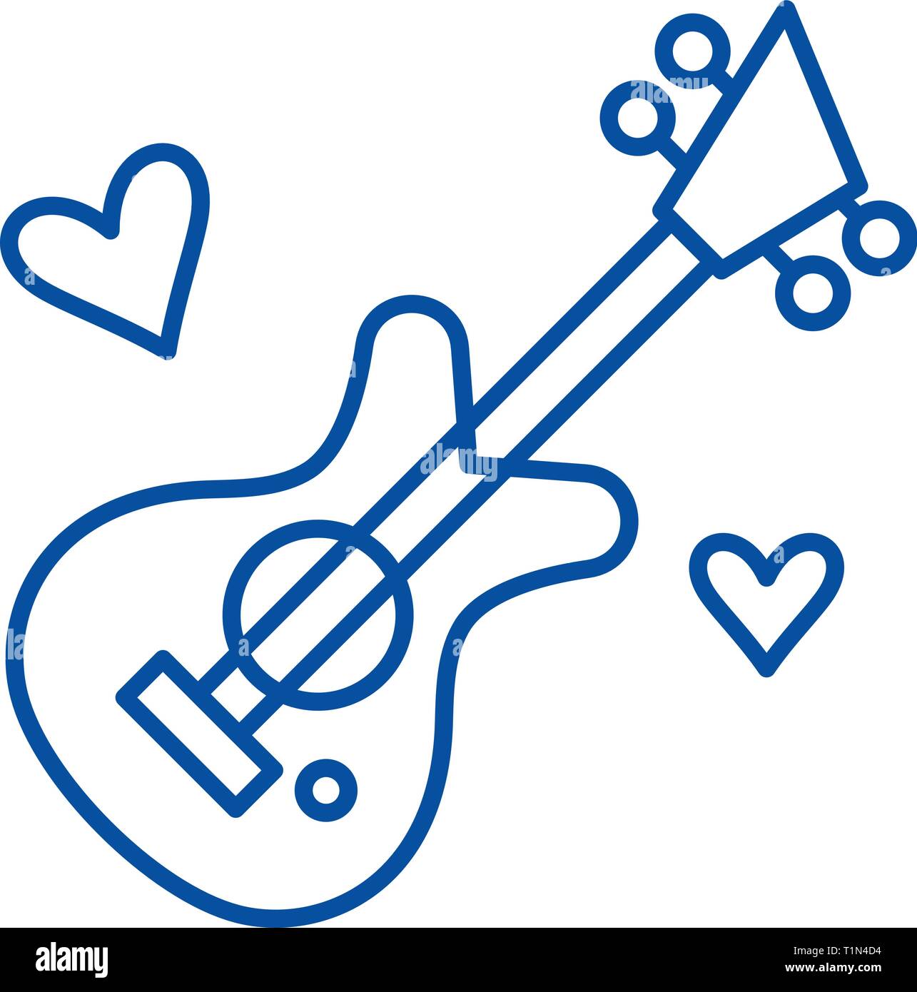 Guitar music line icon concept. Guitar music flat vector symbol, sign