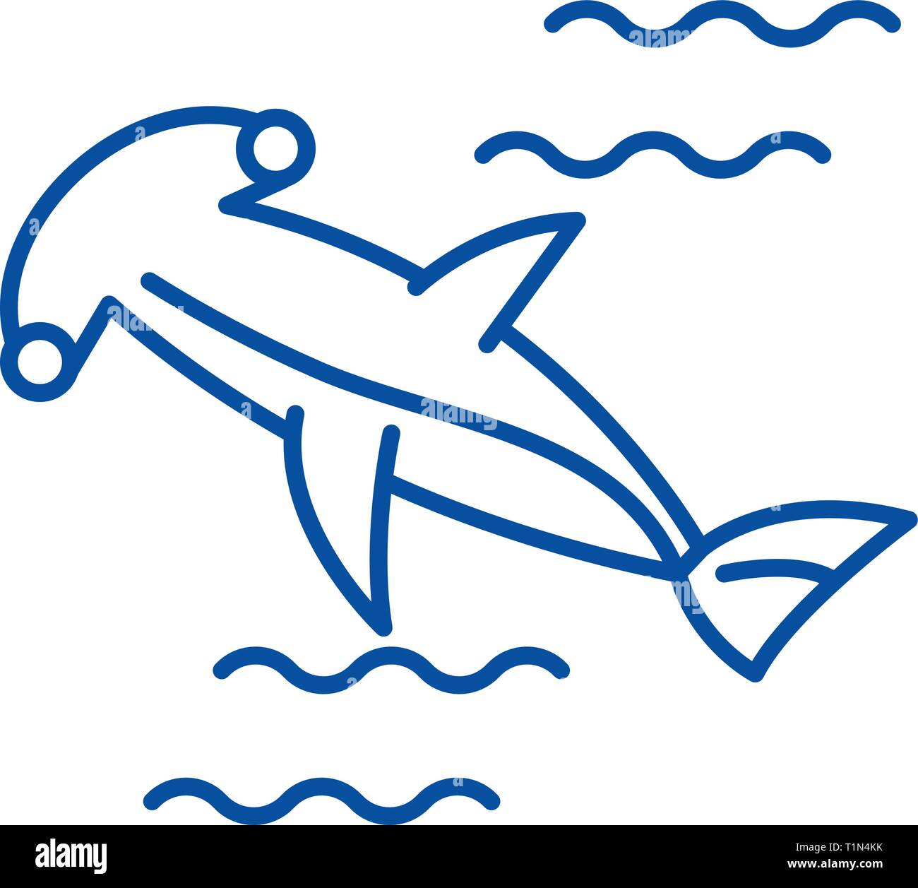 Hammer fish line icon concept. Hammer fish flat  vector symbol, sign, outline illustration. Stock Vector