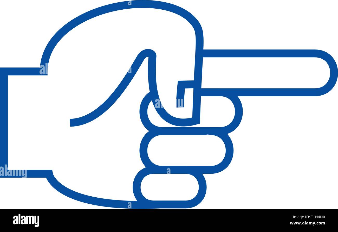 Hand finger pointer back line icon concept. Hand finger pointer back ...