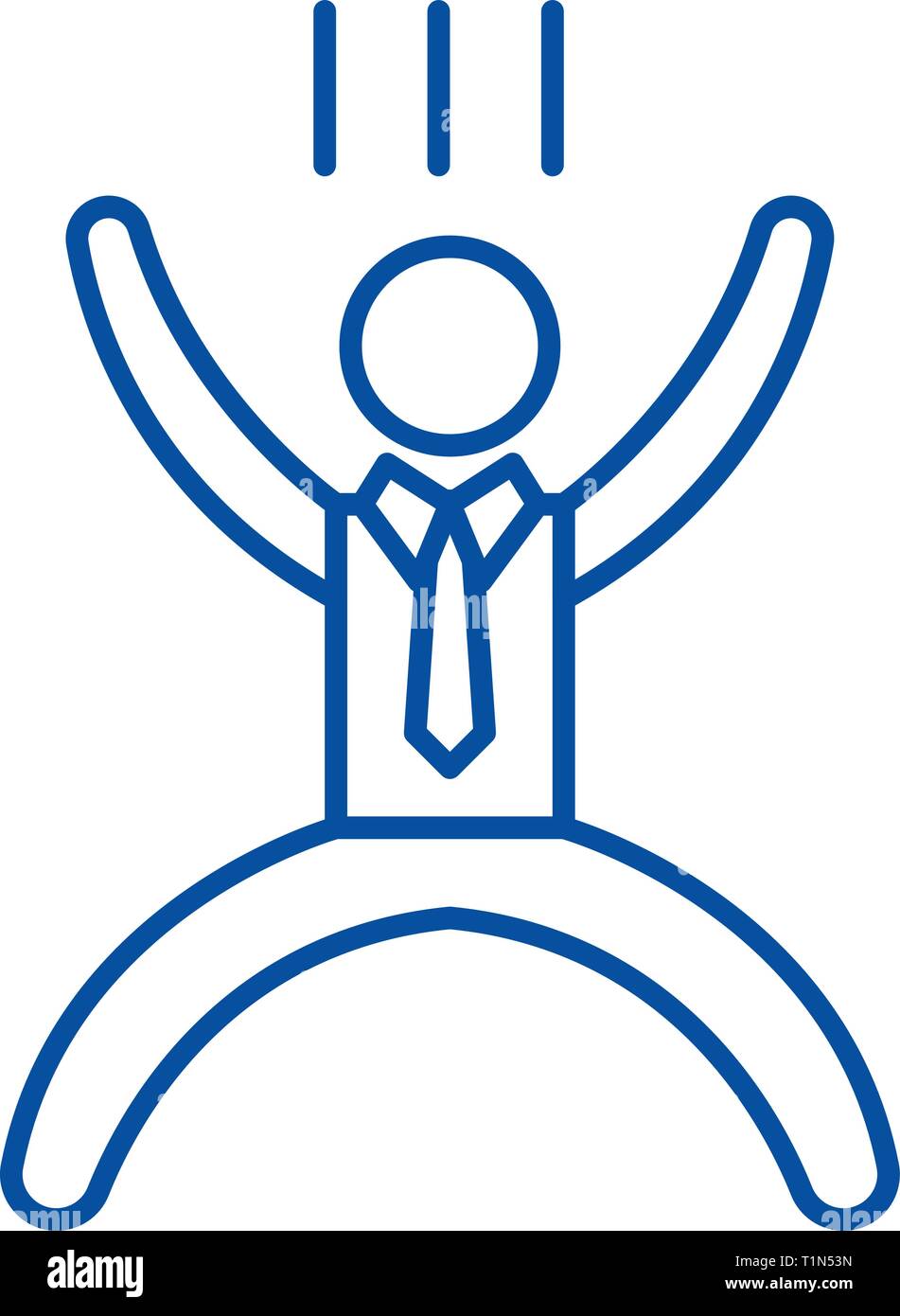 Happy man line icon concept. Happy man flat  vector symbol, sign, outline illustration. Stock Vector