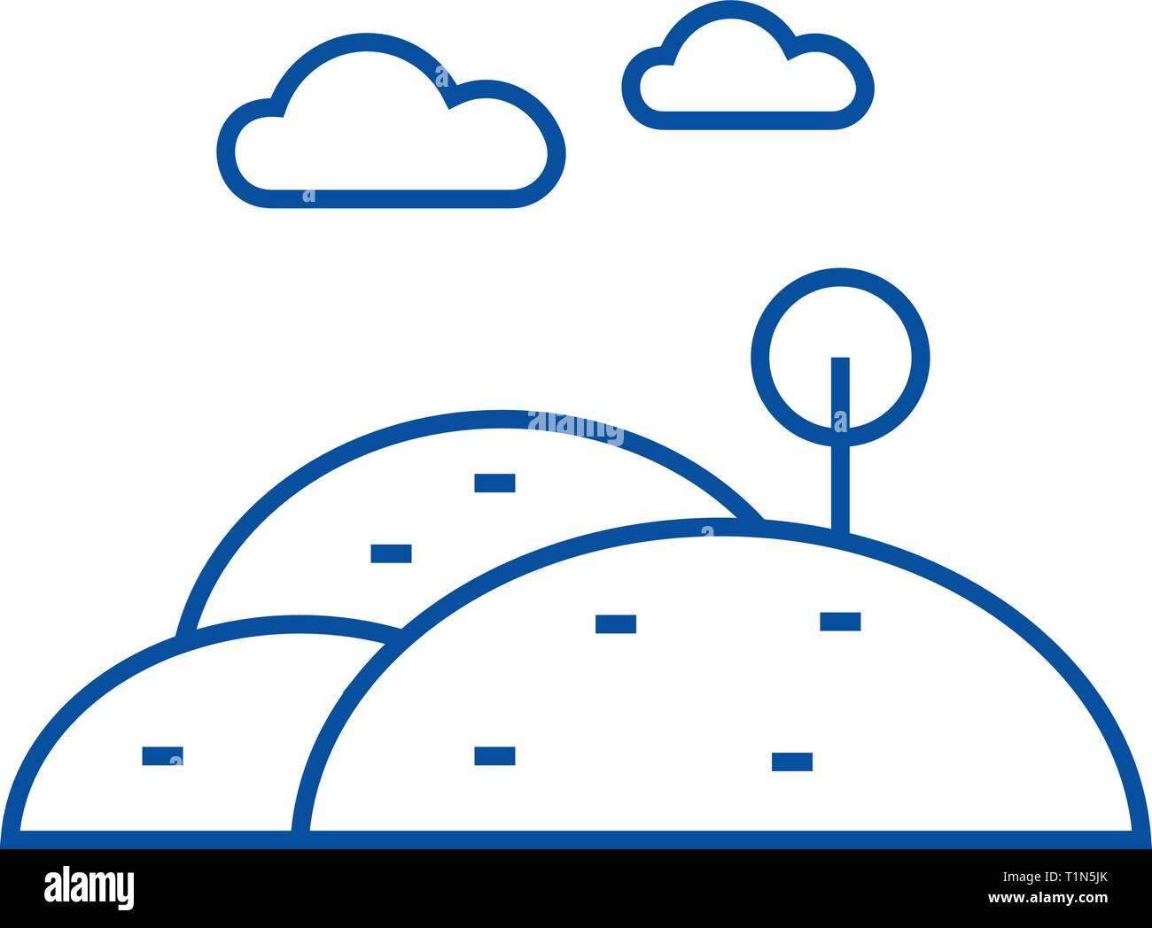 Hills line icon concept. Hills flat vector symbol, sign, outline ...