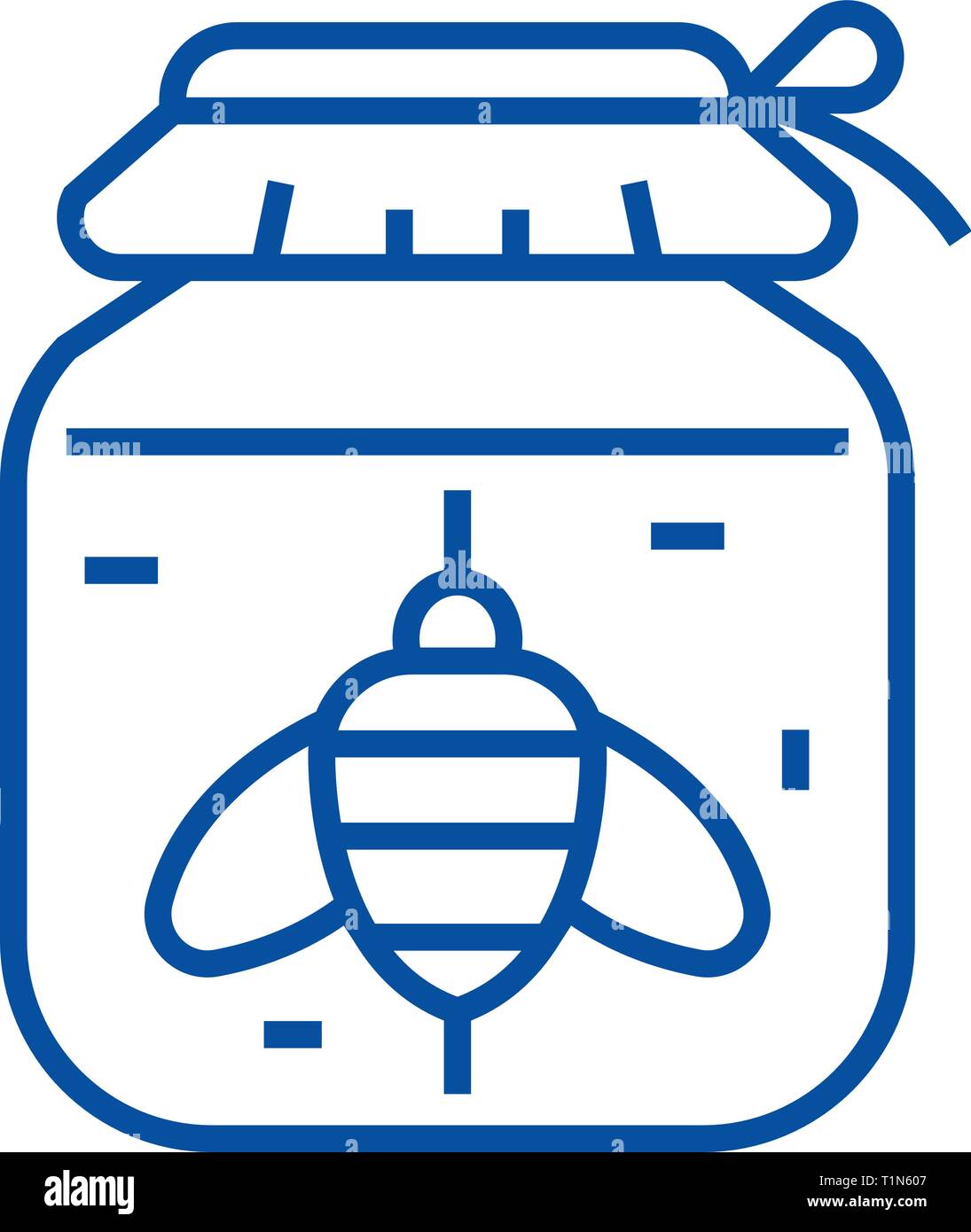 Honey jar line icon concept. Honey jar flat vector symbol, sign