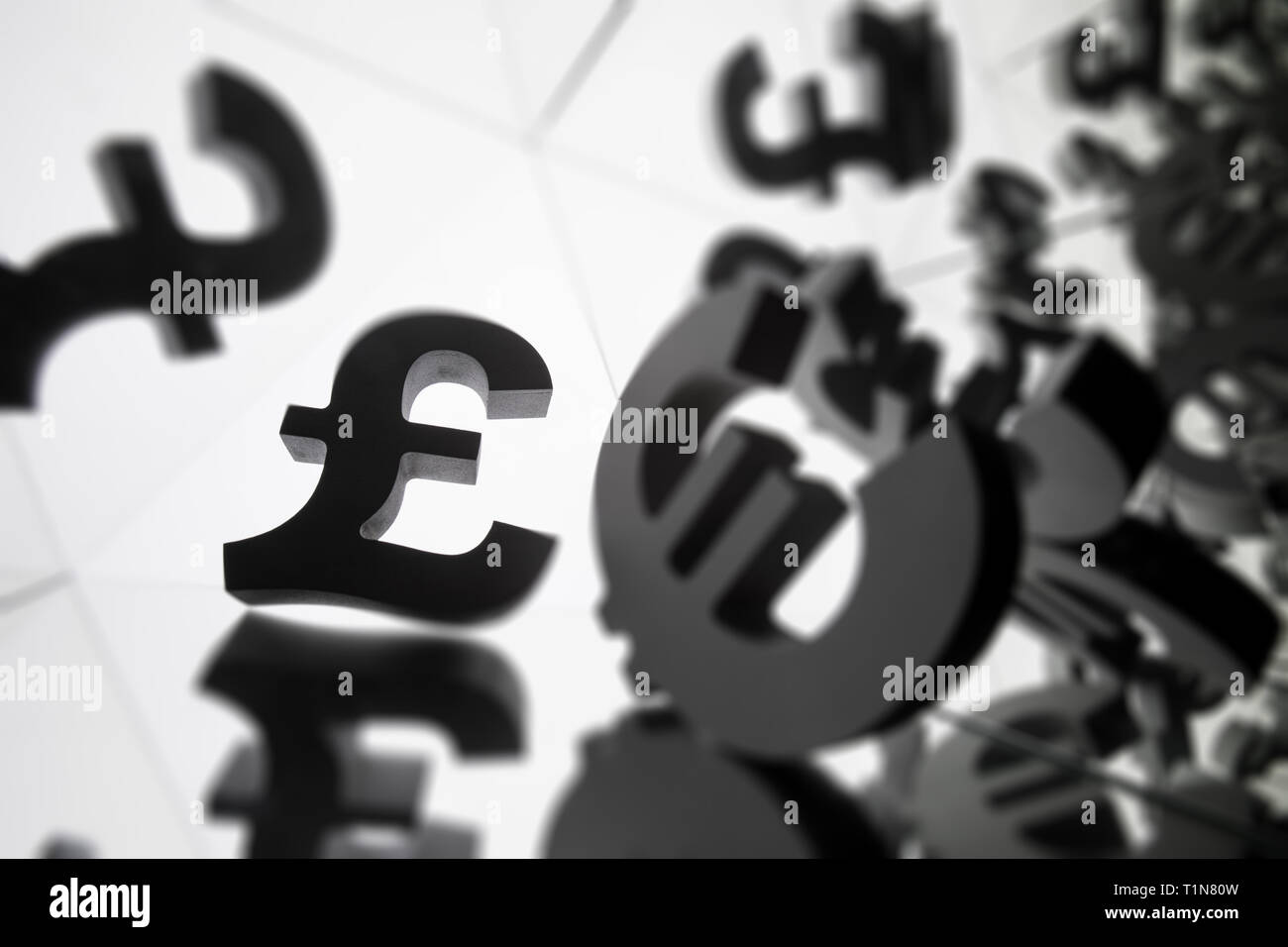 Euro And Pound Currency Symbol With Many Mirroring Images Of Itself On Euro And Pound Currency Symbol With Many Mirroring Images Of Itself On
