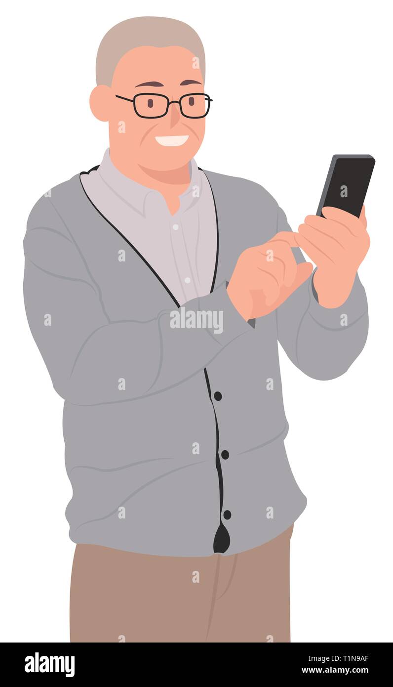 Cartoon people character design senior old man looking at smart phone happily. Ideal for both print and web design Stock Vector Image & Art - Alamy Cartoon people character design senior old man looking at smart phone happily. Ideal for both print and web design Stock Vector Image & Art - Alamy