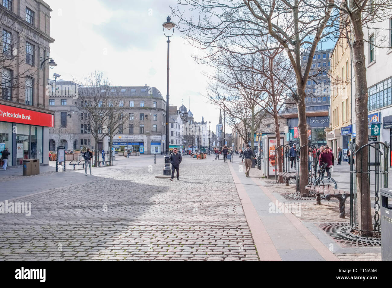 Dundee, Scotland, UK - March 23, 2019: Dundee city Centre quiet for a Saturday afternoon as the retail parks take business from the traditional High S Stock Photo