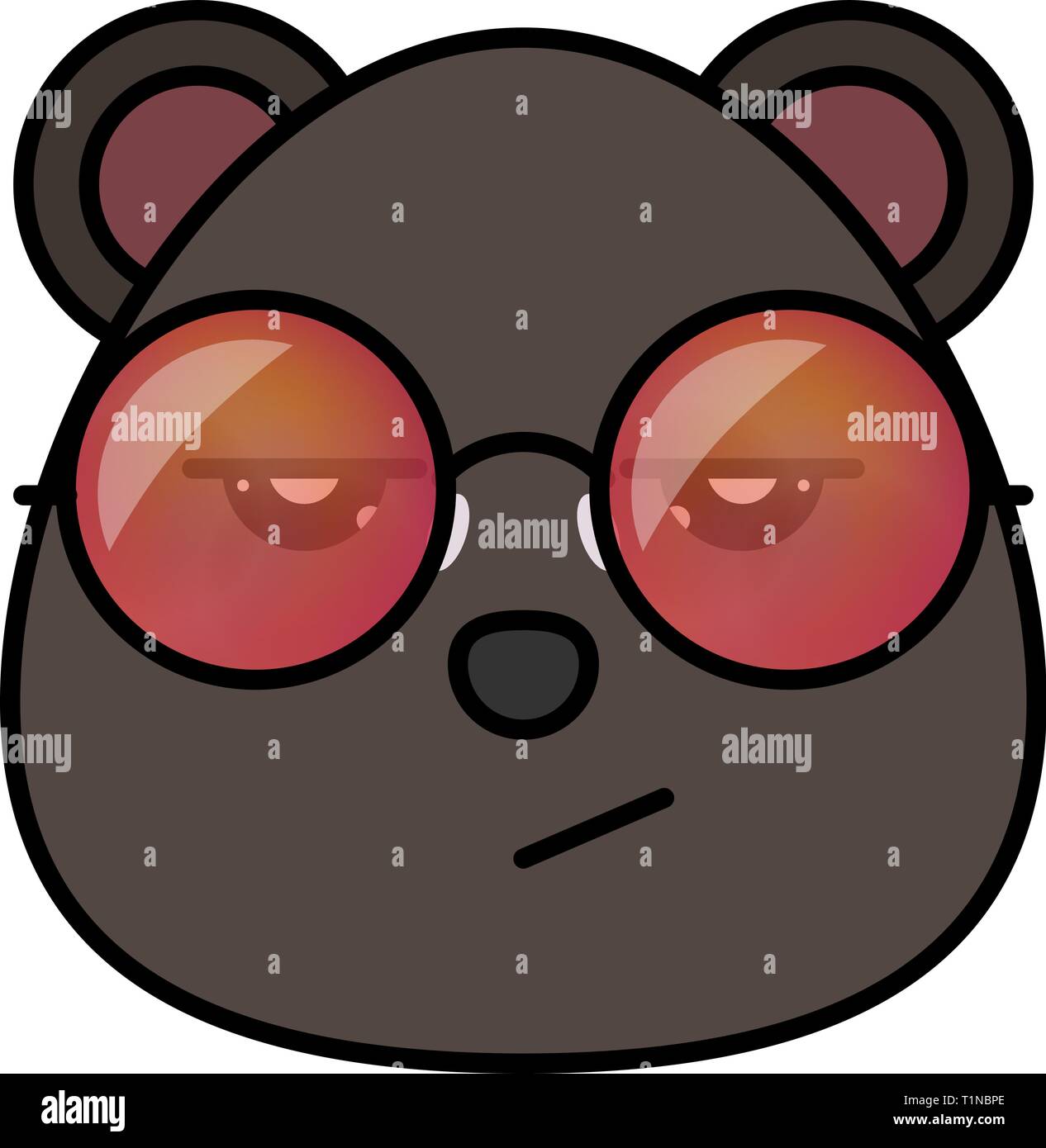 Cute bear in hipster sunglasses . Animal cartoon vector illustrtation Stock Vector