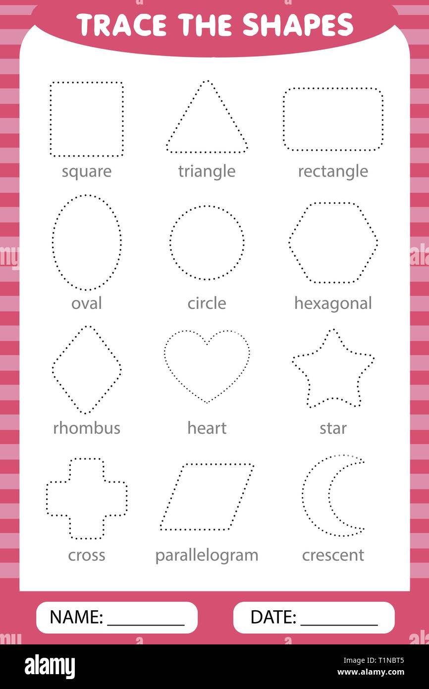 learning for children, drawing tasks. trace the geometric shapes around
