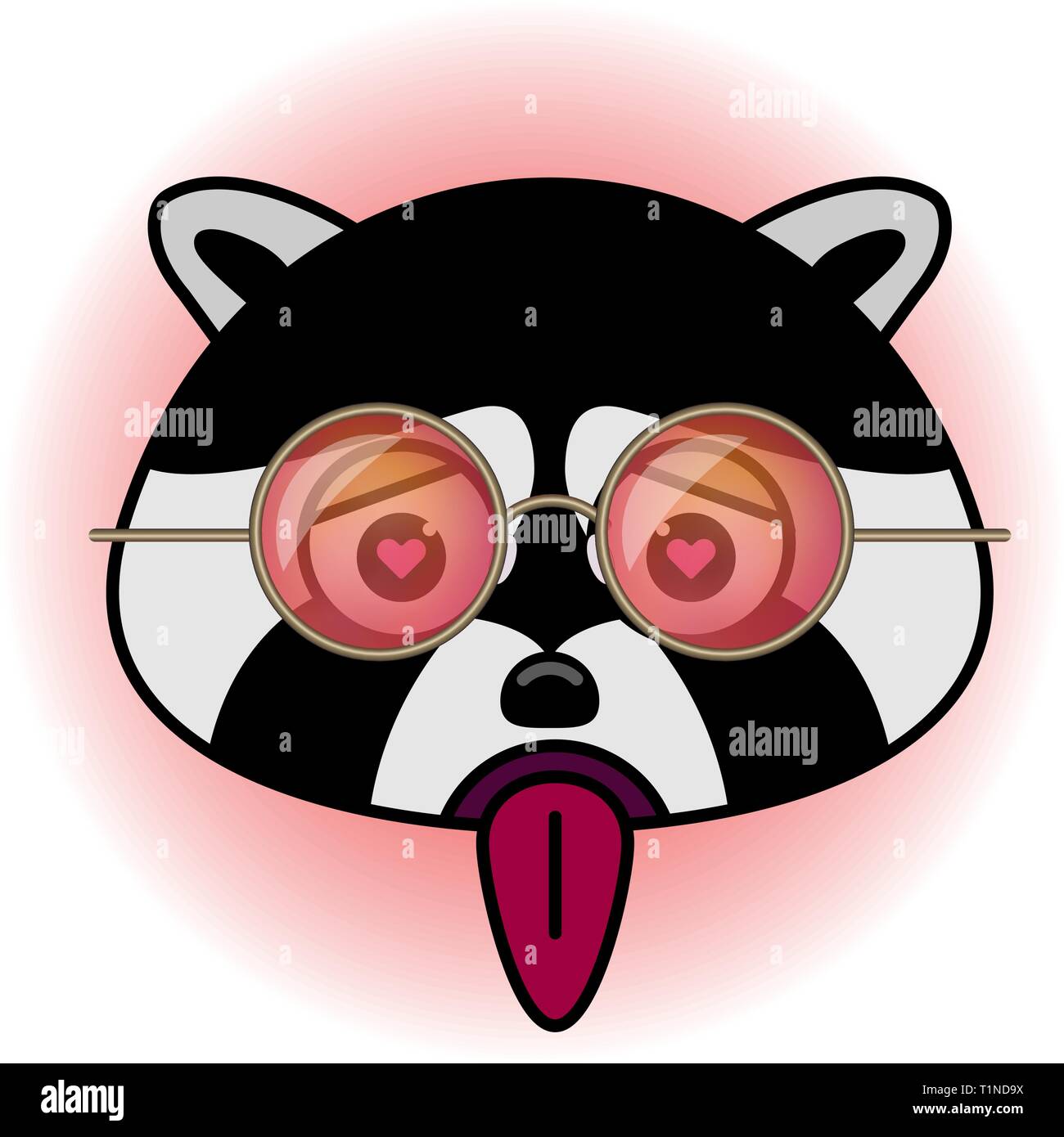 Head Of Racoon In Hipster Sunglasses Kawaii Animal Stock Illustration -  Download Image Now - iStock