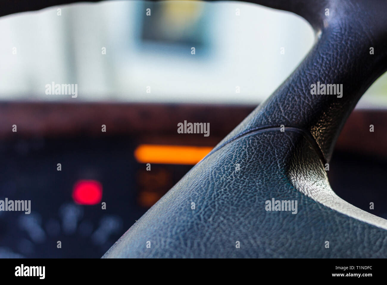 Steering wheel in the gate Stock Photo