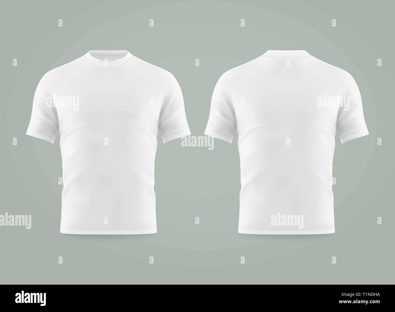 Set of isolated white t-shirt or realistic apparel Stock Vector