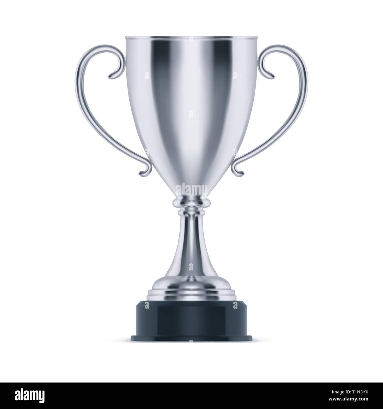 3d silver cup or trophy for second place, goblet Stock Vector