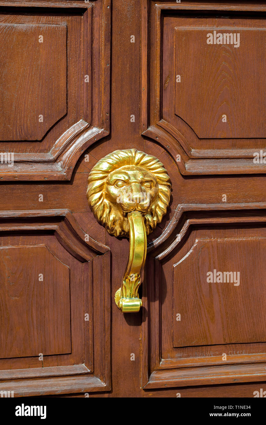 Decorative goldplated door handle Stock Photo Alamy