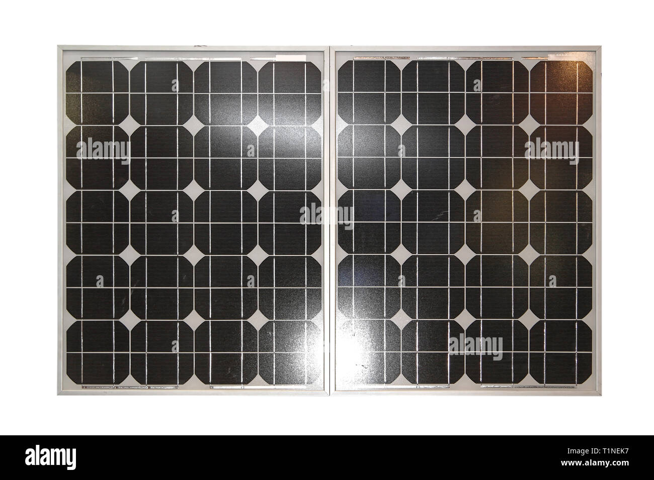 Photovoltaic Solar Cell Panel With Light Reflection Stock Photo