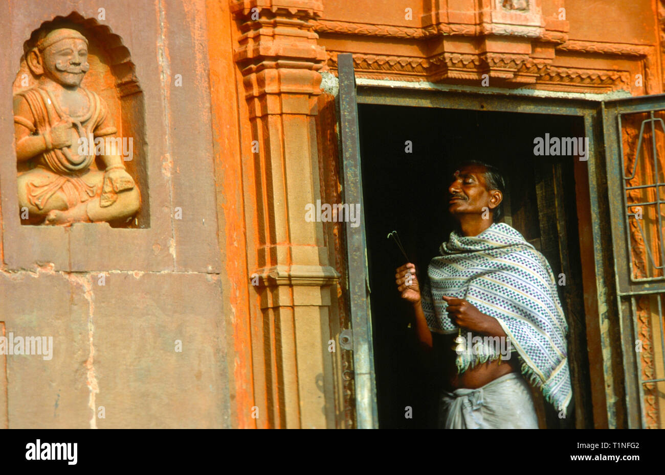 Indian festival and rituals at Ganga river in Varanasi or Benares, India Stock Photo