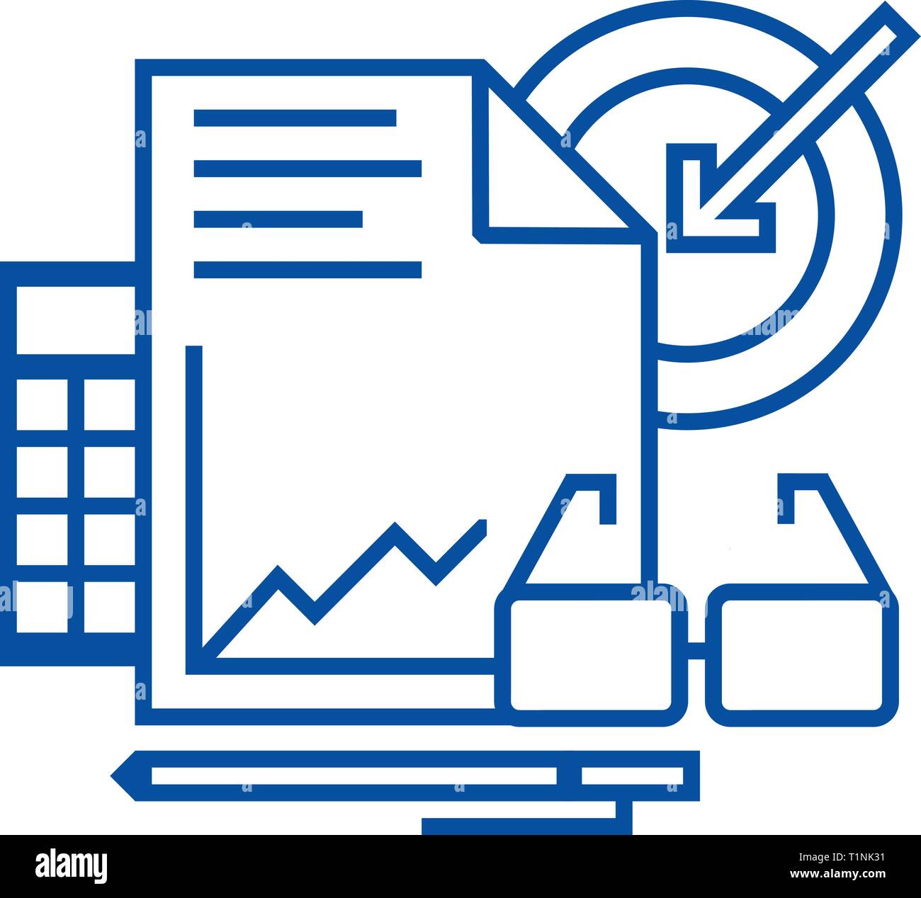 Marketing analytics line icon concept. Marketing analytics flat vector ...