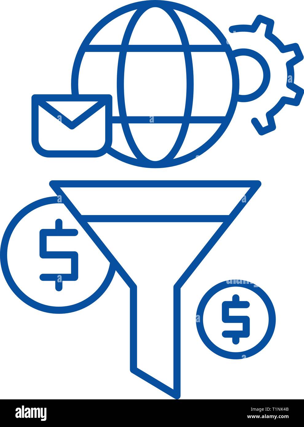 Marketing funnel line icon concept. Marketing funnel flat vector symbol