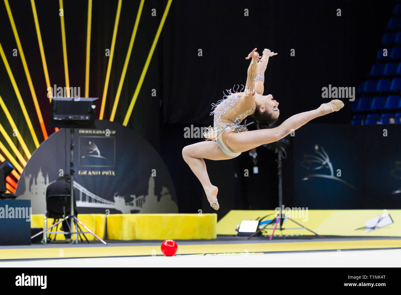 KYIV, UKRAINE - MARCH 16, 2019:  Natalia Wisniewska (Poland) performs at Deriugina Cup Grand Prix (Rhythmic Gymnastics International Tournament) Stock Photo