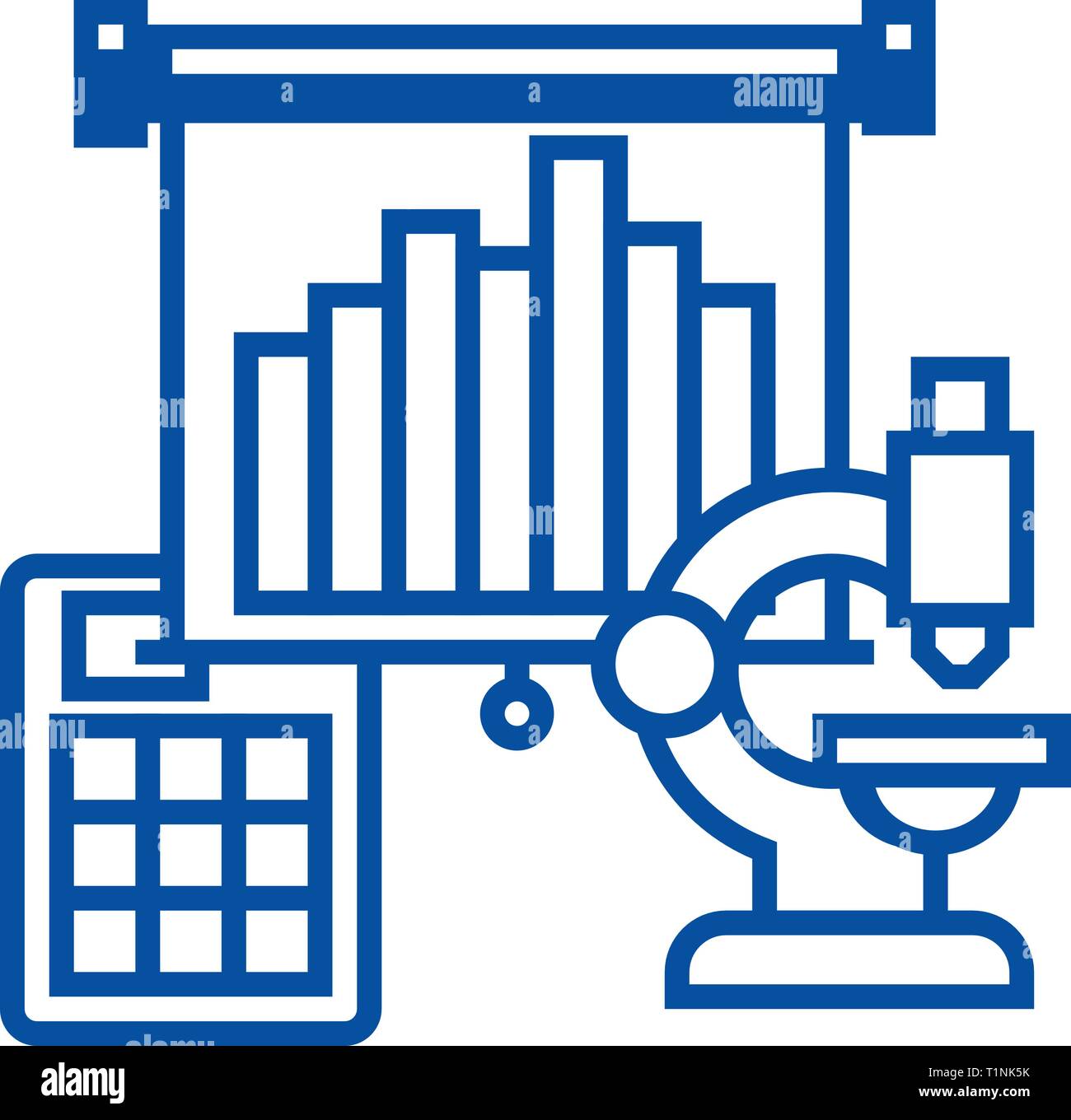 Marketing research,microscope, line icon concept. Marketing research ...