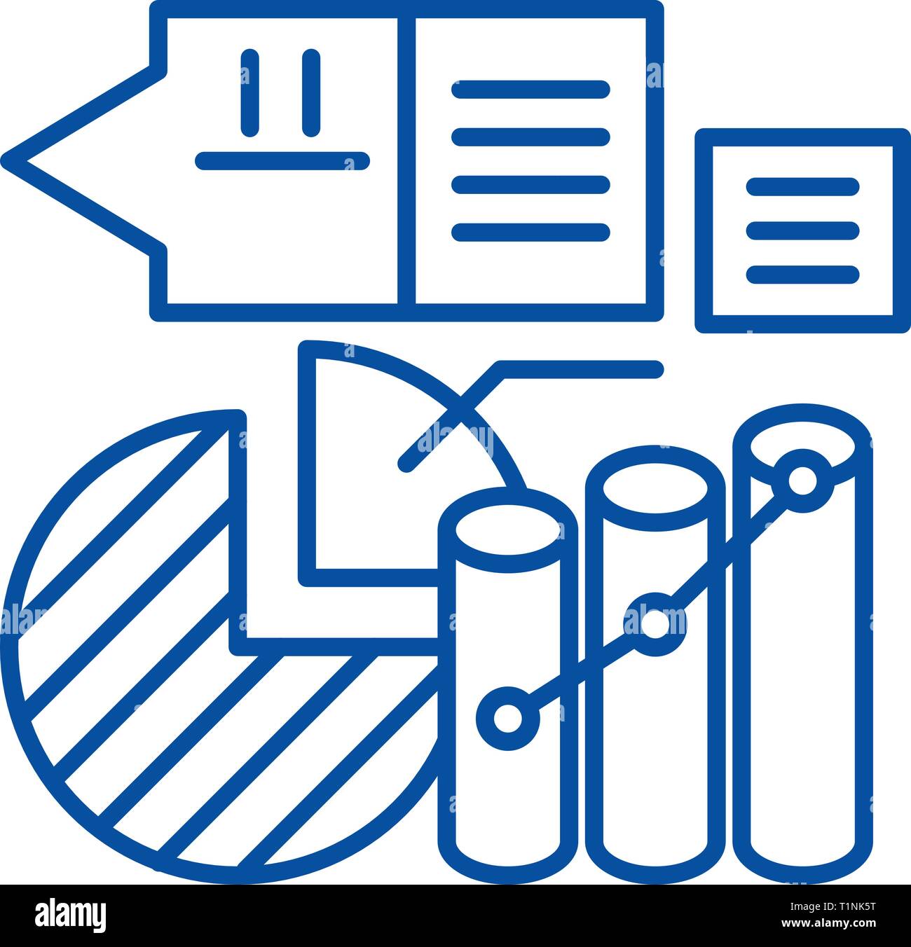 Marketing stats line icon concept. Marketing stats flat vector symbol ...