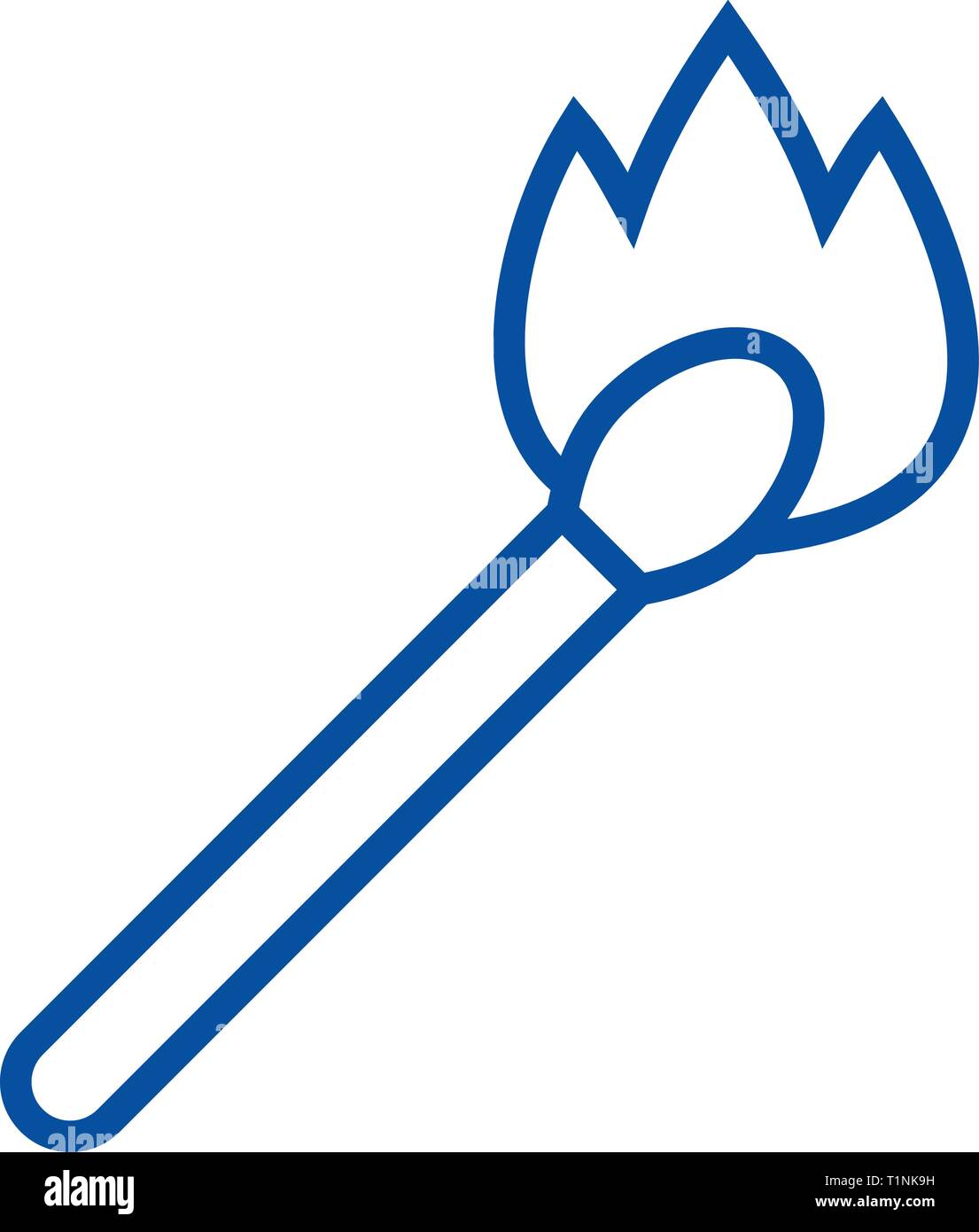 Match on fire line icon concept. Match on fire flat vector symbol, sign