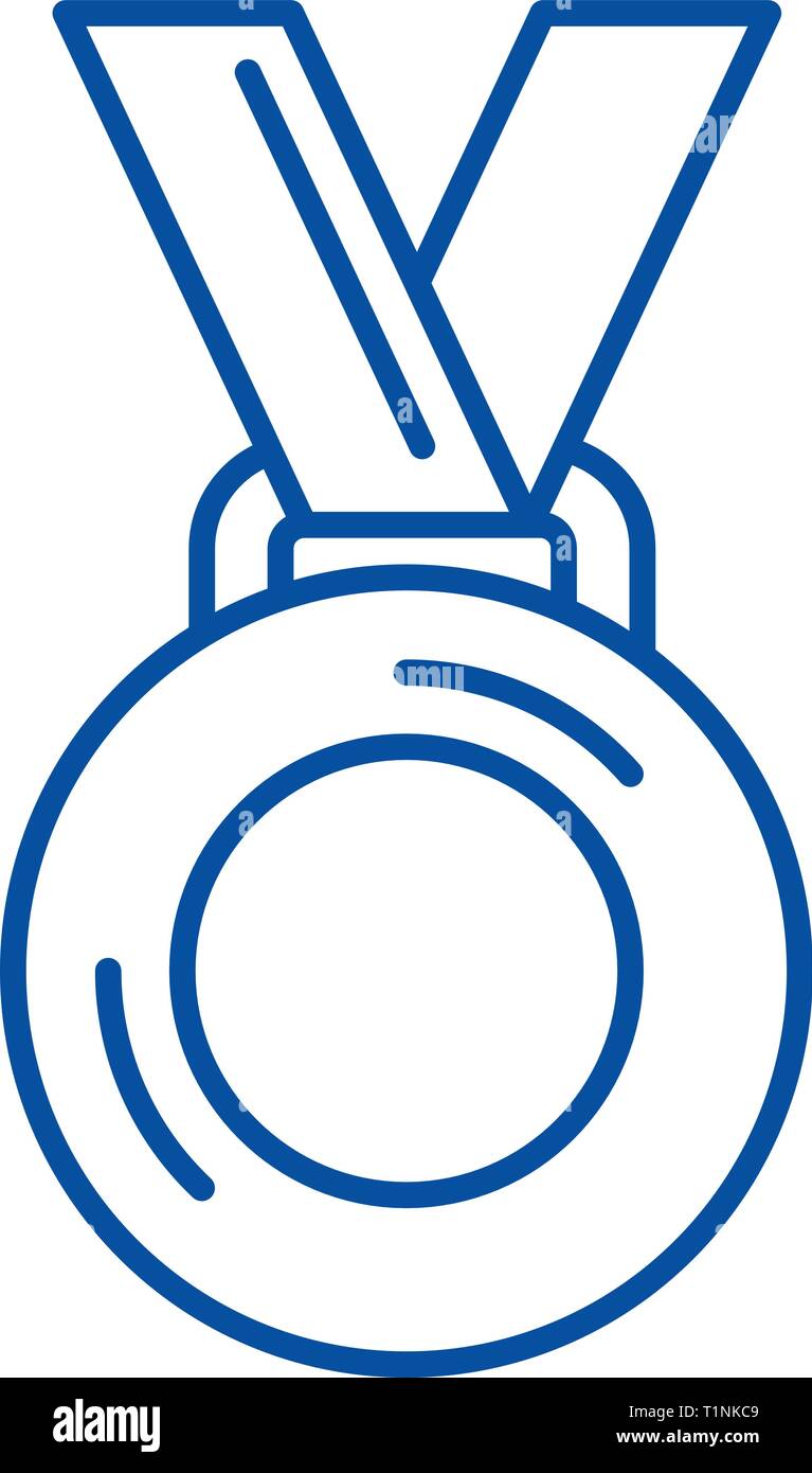 Medal winner line icon concept. Medal winner flat vector symbol, sign ...