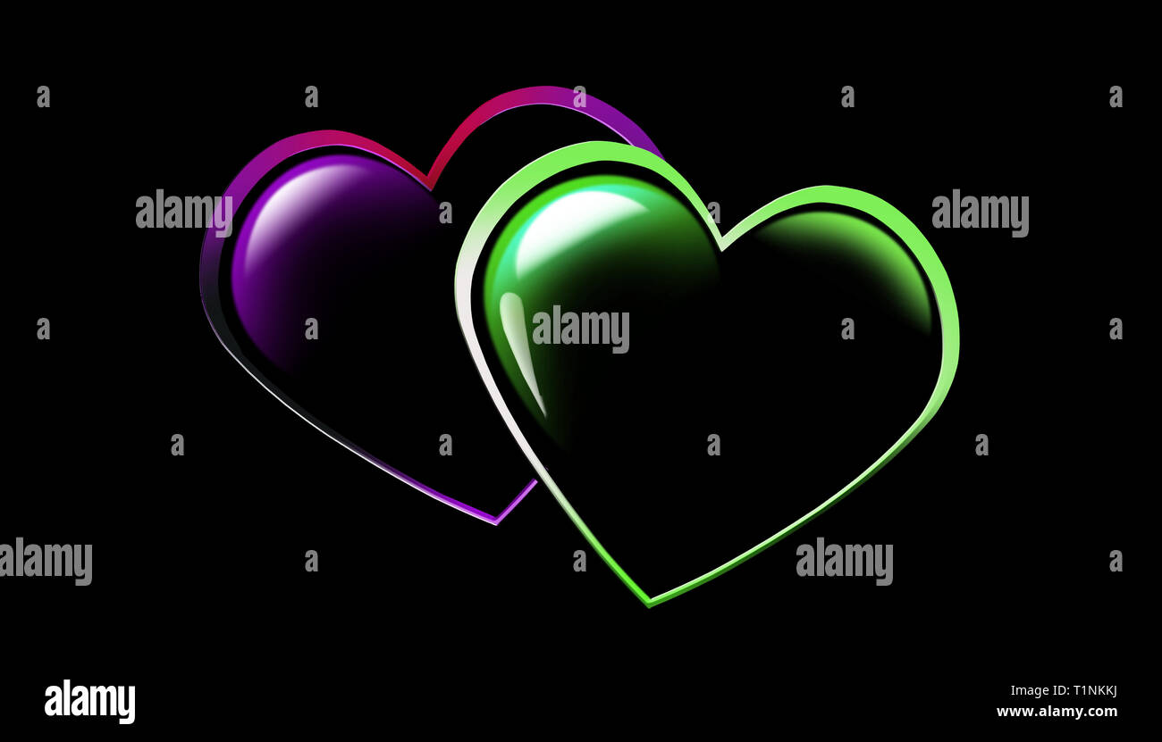 3d illustration. Heart on a black fog. Seth, Valentine's Day and Postcards Stock Photo