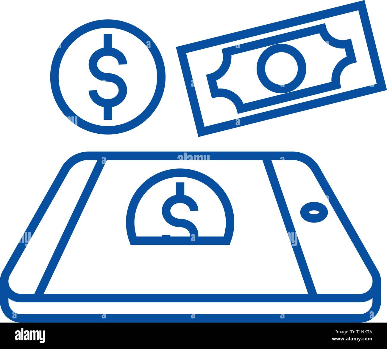 Mobile payment line icon concept. Mobile payment flat vector symbol ...