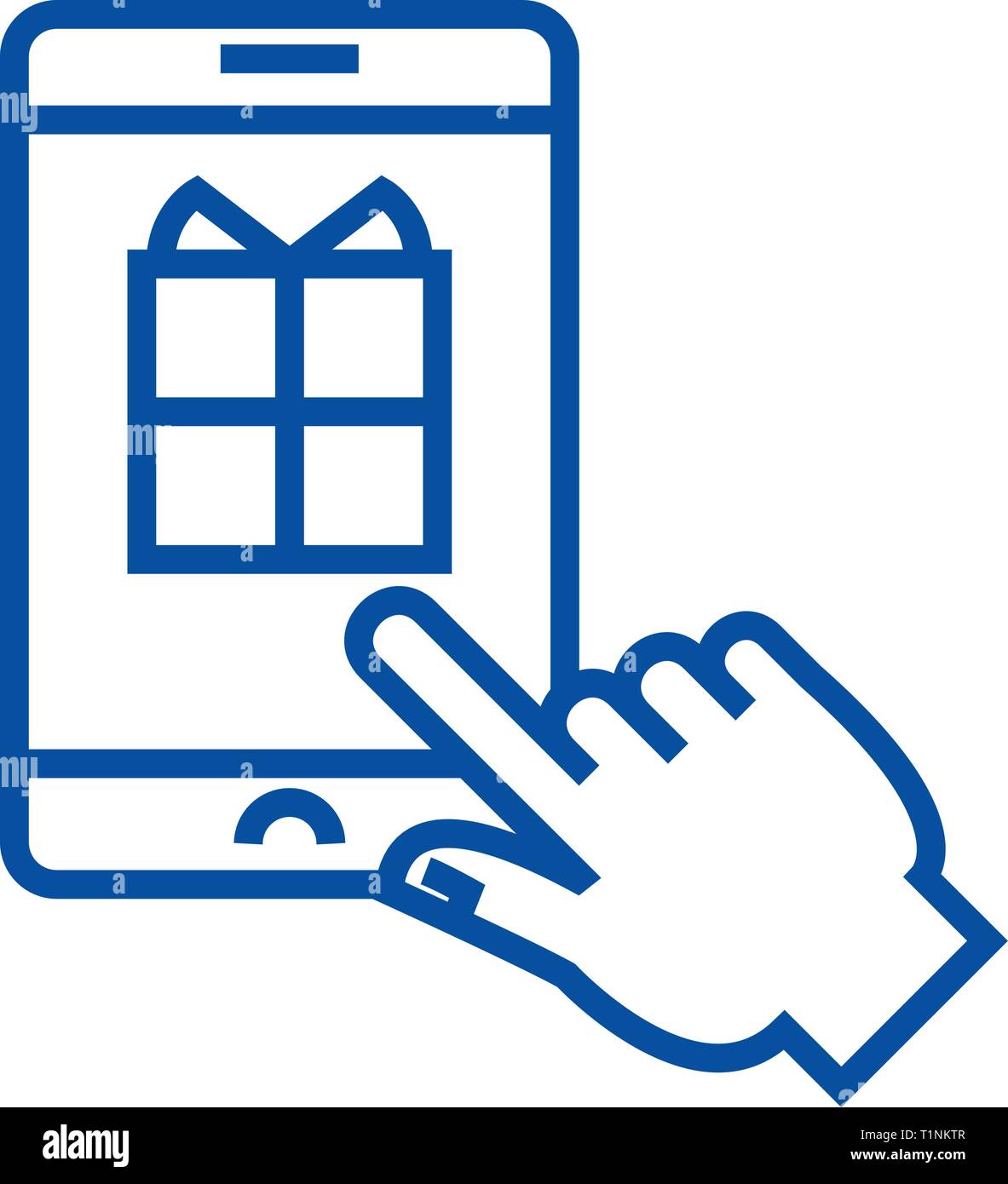 Mobile shopping line icon concept. Mobile shopping flat vector symbol ...