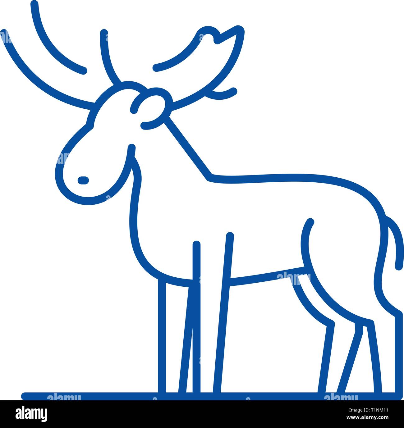 Moose line icon concept. Moose flat  vector symbol, sign, outline illustration. Stock Vector