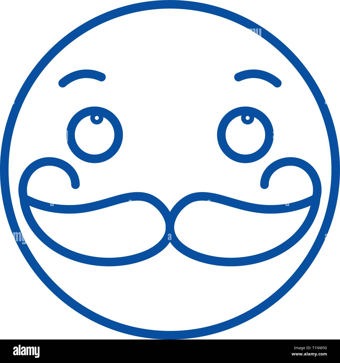 Moustache emoji line icon concept. Moustache emoji flat vector symbol