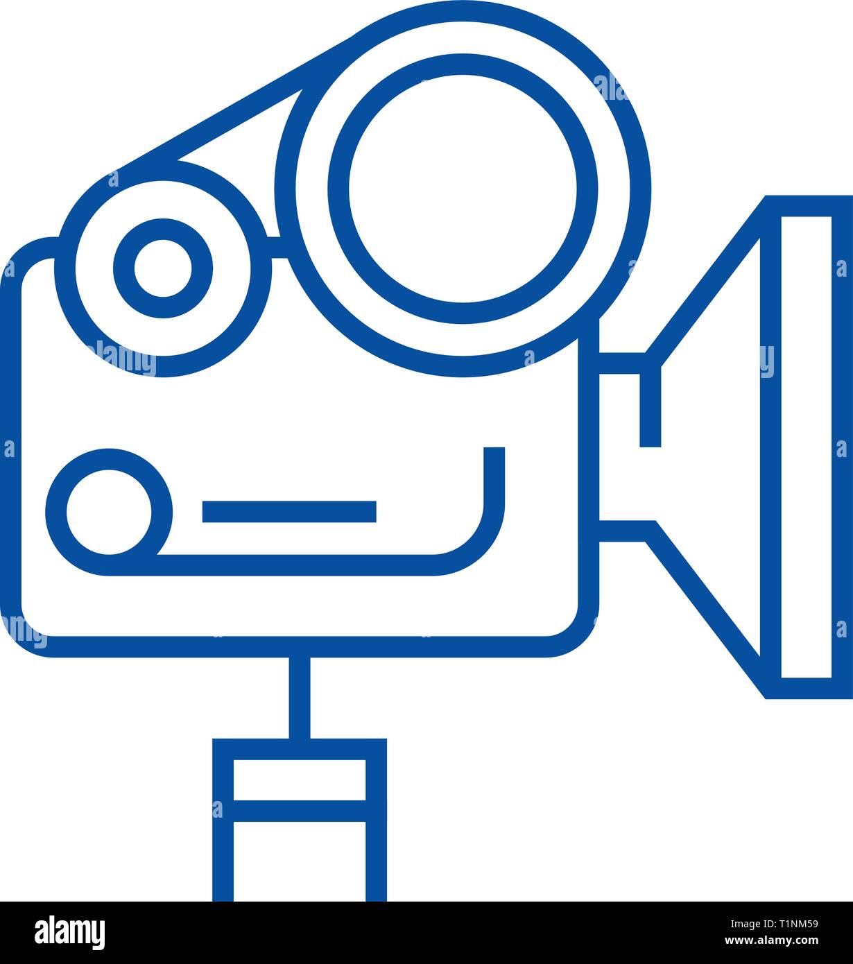 Movie camera line icon concept. Movie camera flat  vector symbol, sign, outline illustration. Stock Vector