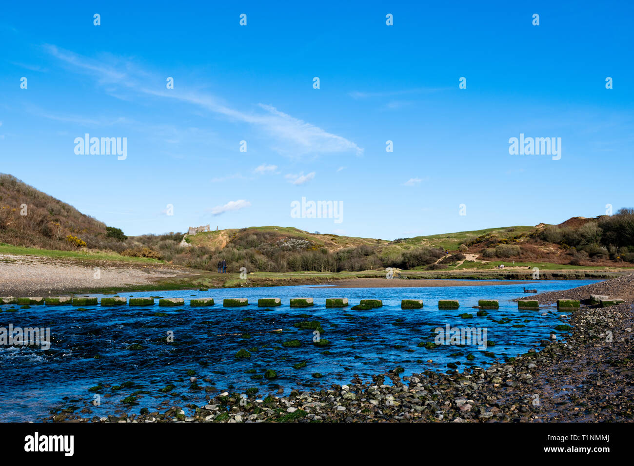 Three Cliffs Bay stepping stones The stepping stones that allow access