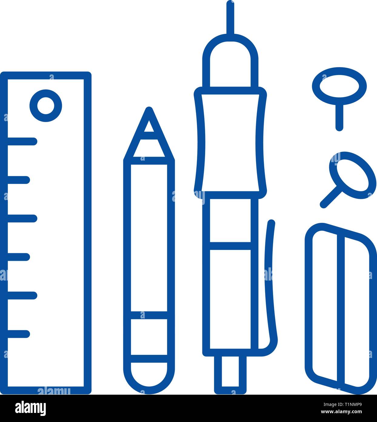 Office supplies line icon concept. Office supplies flat vector symbol ...