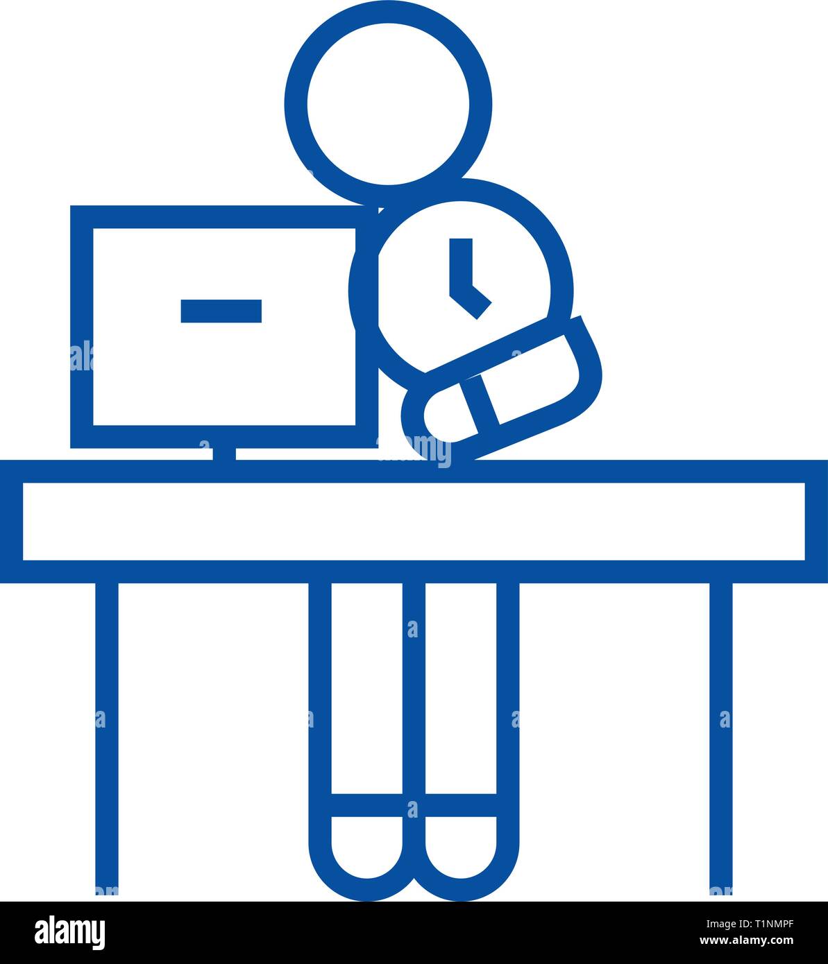 Office time management line icon concept. Office time management flat ...
