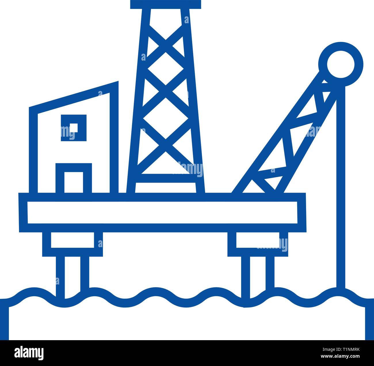 Oil platform line icon concept. Oil platform flat  vector symbol, sign, outline illustration. Stock Vector