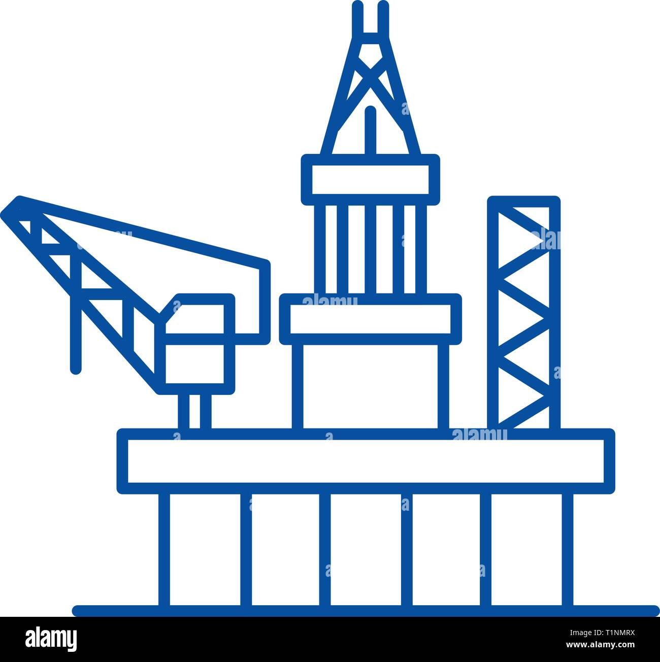 Oil platforms line icon concept. Oil platforms flat  vector symbol, sign, outline illustration. Stock Vector