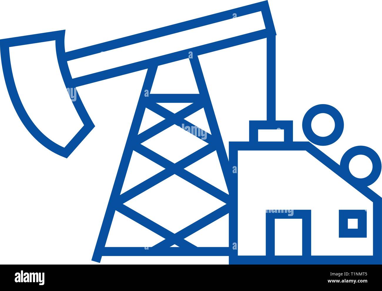 Oil pump jack line icon concept. Oil pump jack flat vector symbol, sign