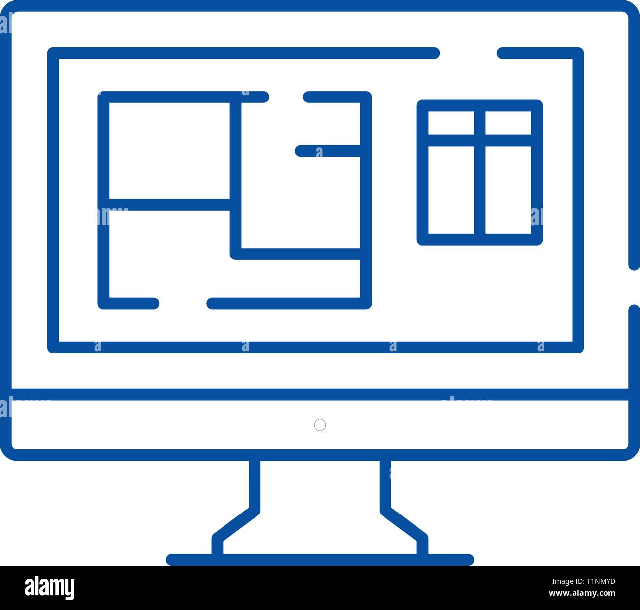 Online interior design line icon concept. Online interior design flat ...