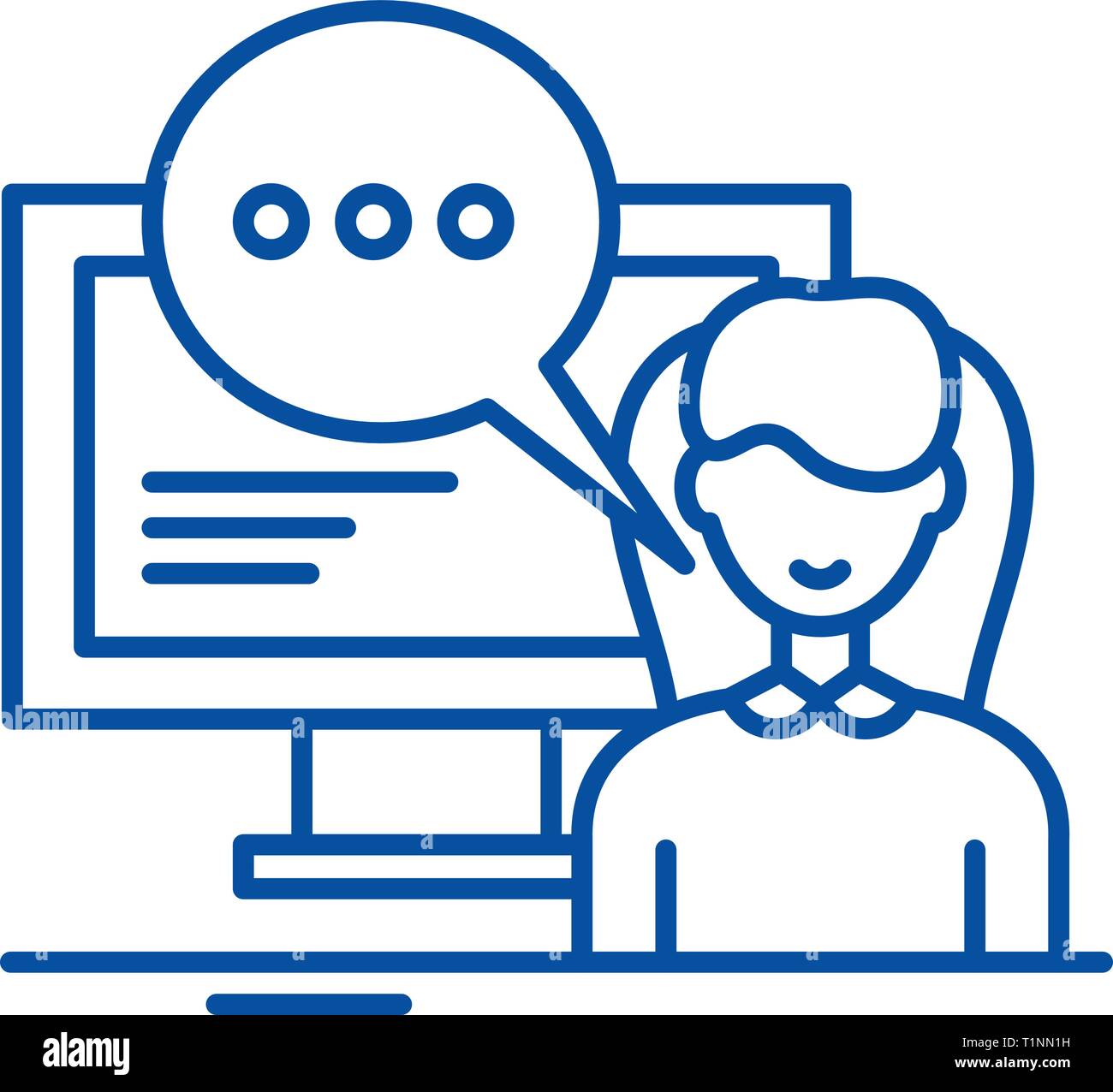 Online trainer line icon concept. Online trainer flat vector symbol ...