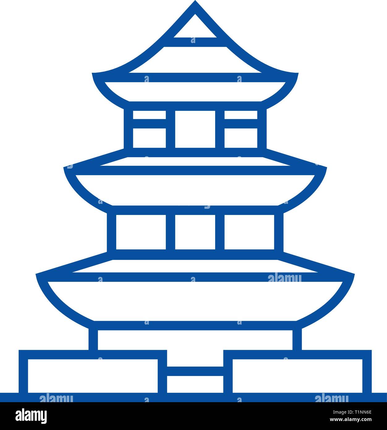 Pagoda,japan line icon concept. Pagoda,japan flat  vector symbol, sign, outline illustration. Stock Vector