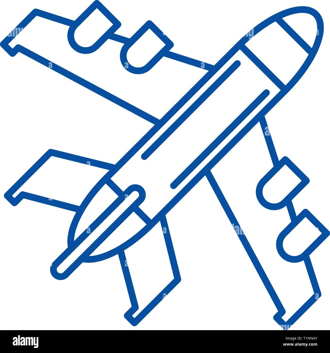 Passenger plane line icon concept. Passenger plane flat vector symbol ...