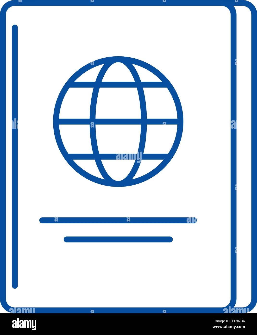 Passport line icon concept. Passport flat  vector symbol, sign, outline illustration. Stock Vector