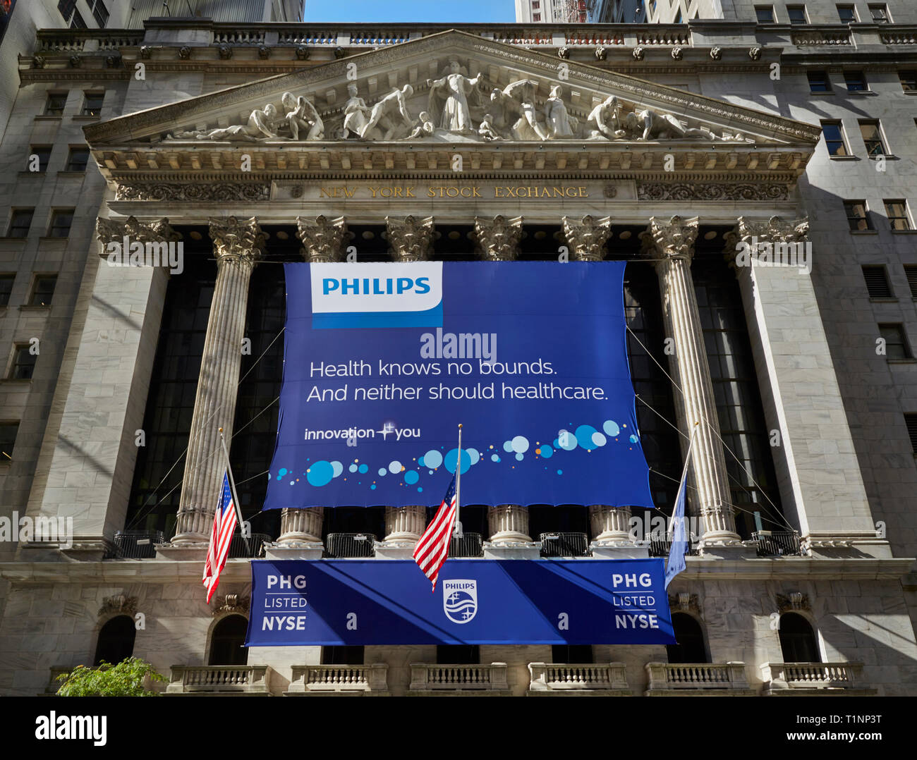 The facade of the NYSE on Wall Street. Philips Capital Markets Day, New  York, USA Stock Photo - Alamy