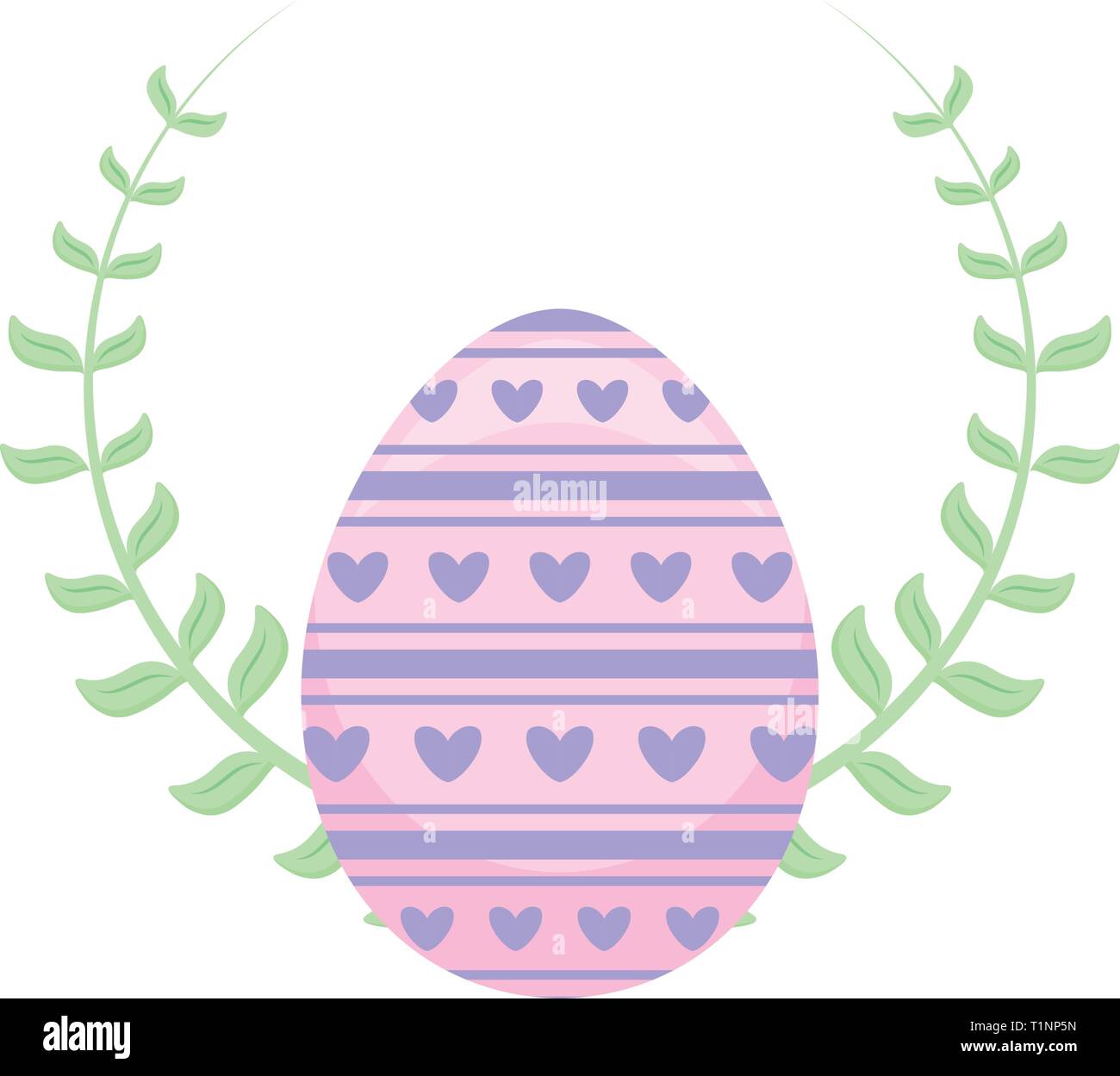 decorated egg of easter with branch and leaves vector illustration ...