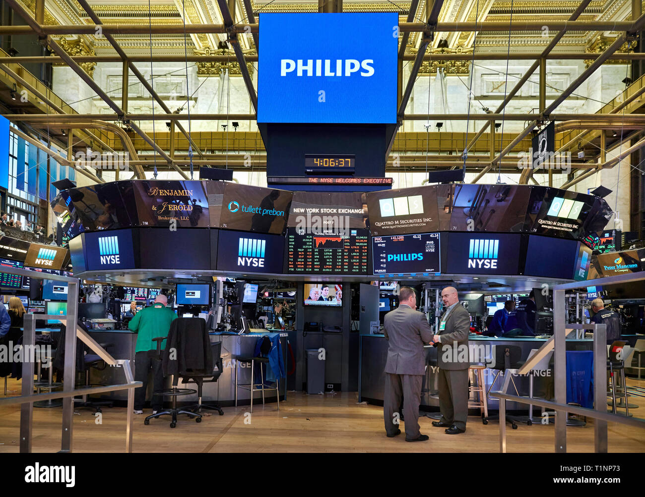 The trading floor of the New York Stock Exchange NYSE at the closing bell. Stock Photo