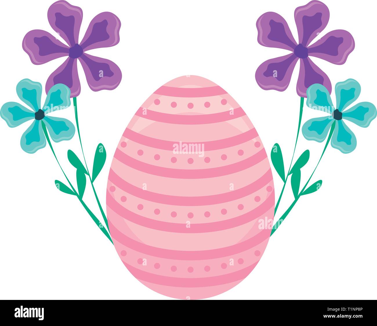 decorated egg of easter with flowers vector illustration design Stock ...