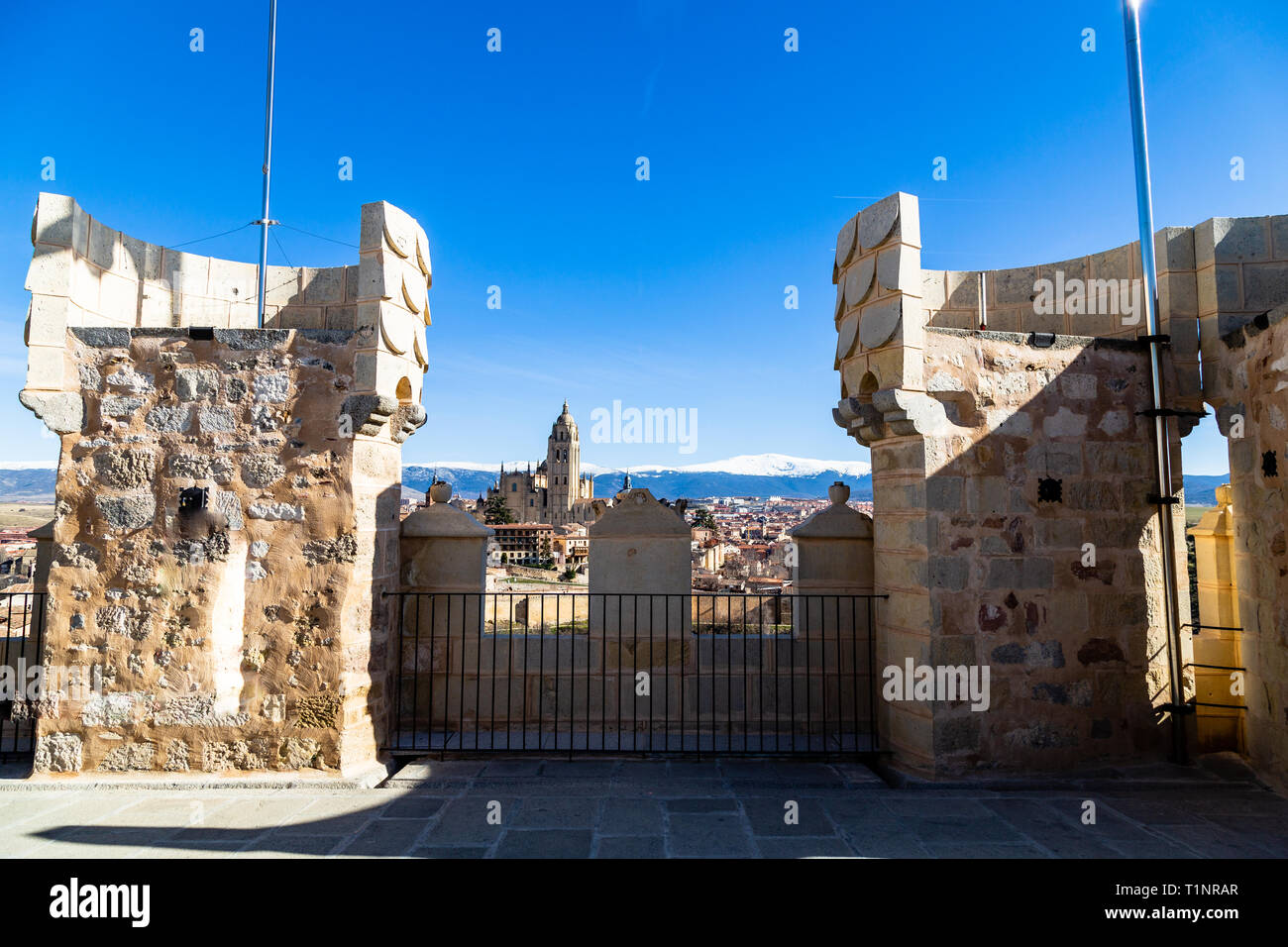 Segovia, Spain view from Juan II tower in Winter time of the Alcazar