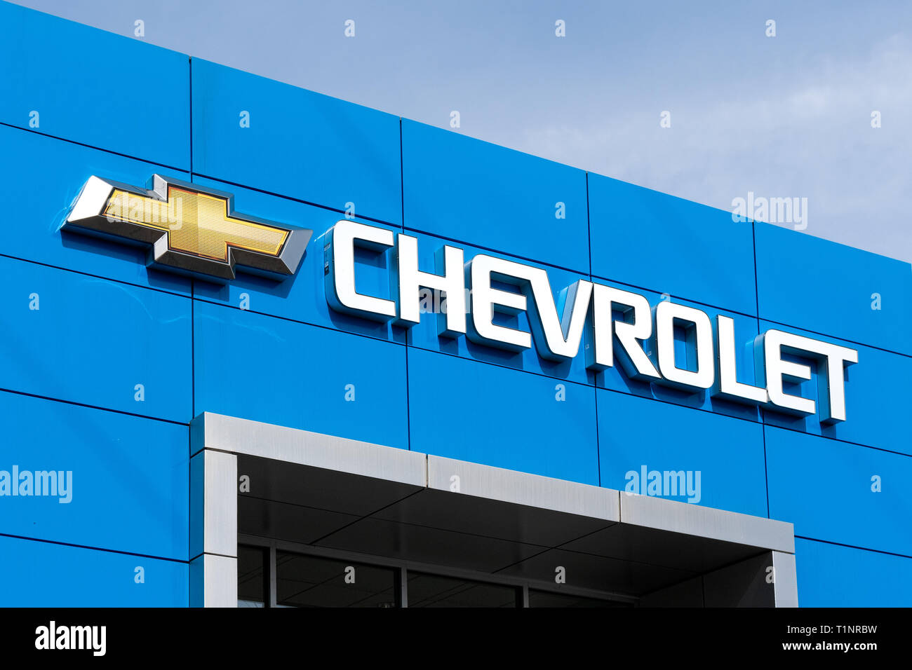 STILLWATER, MN/USA - MARCH 24, 2019: Chevrolet automobile dealership and trademark logo. Stock Photo