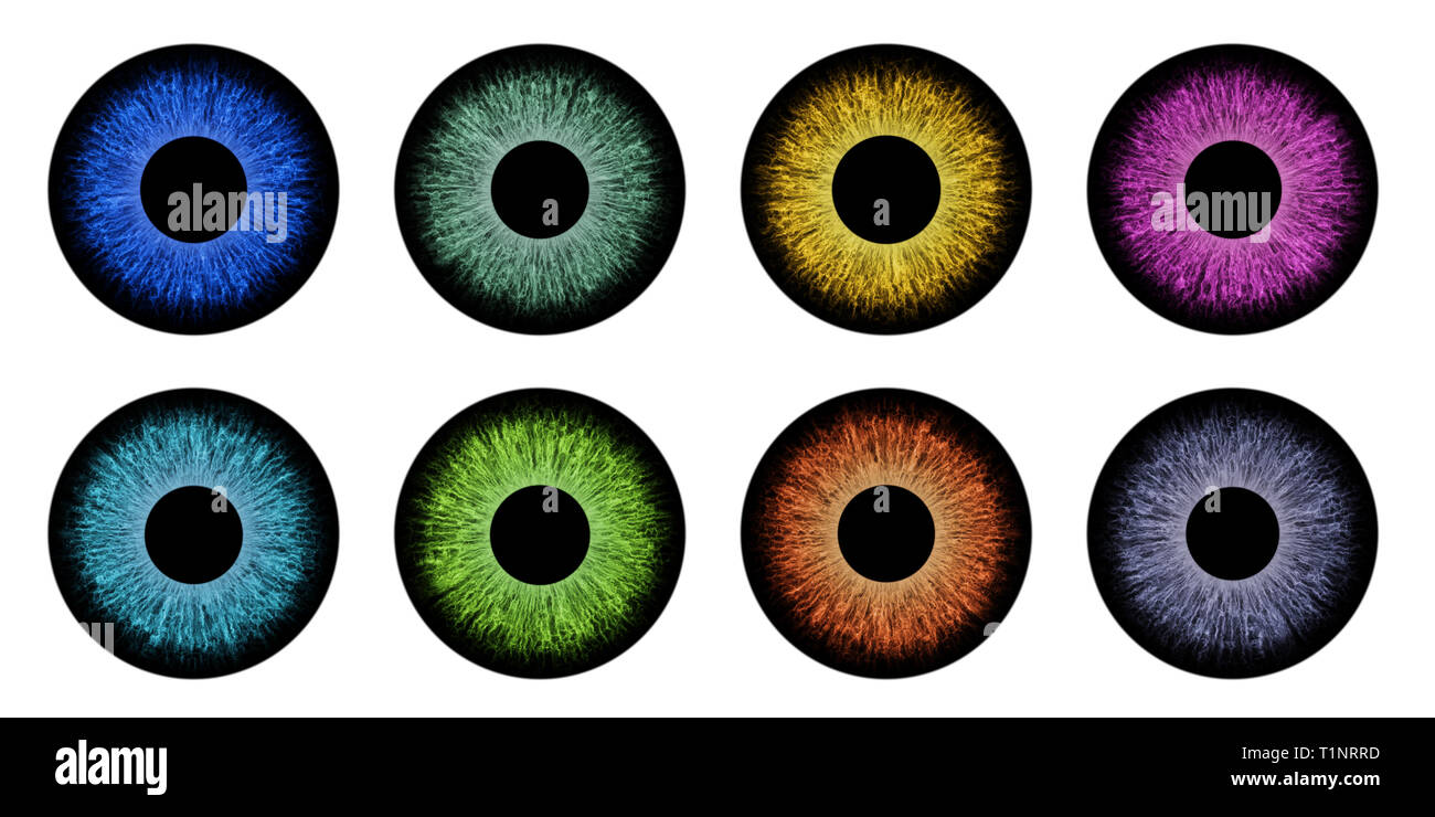 Detail macro illustration of different eyes iris without light spot Stock Photo